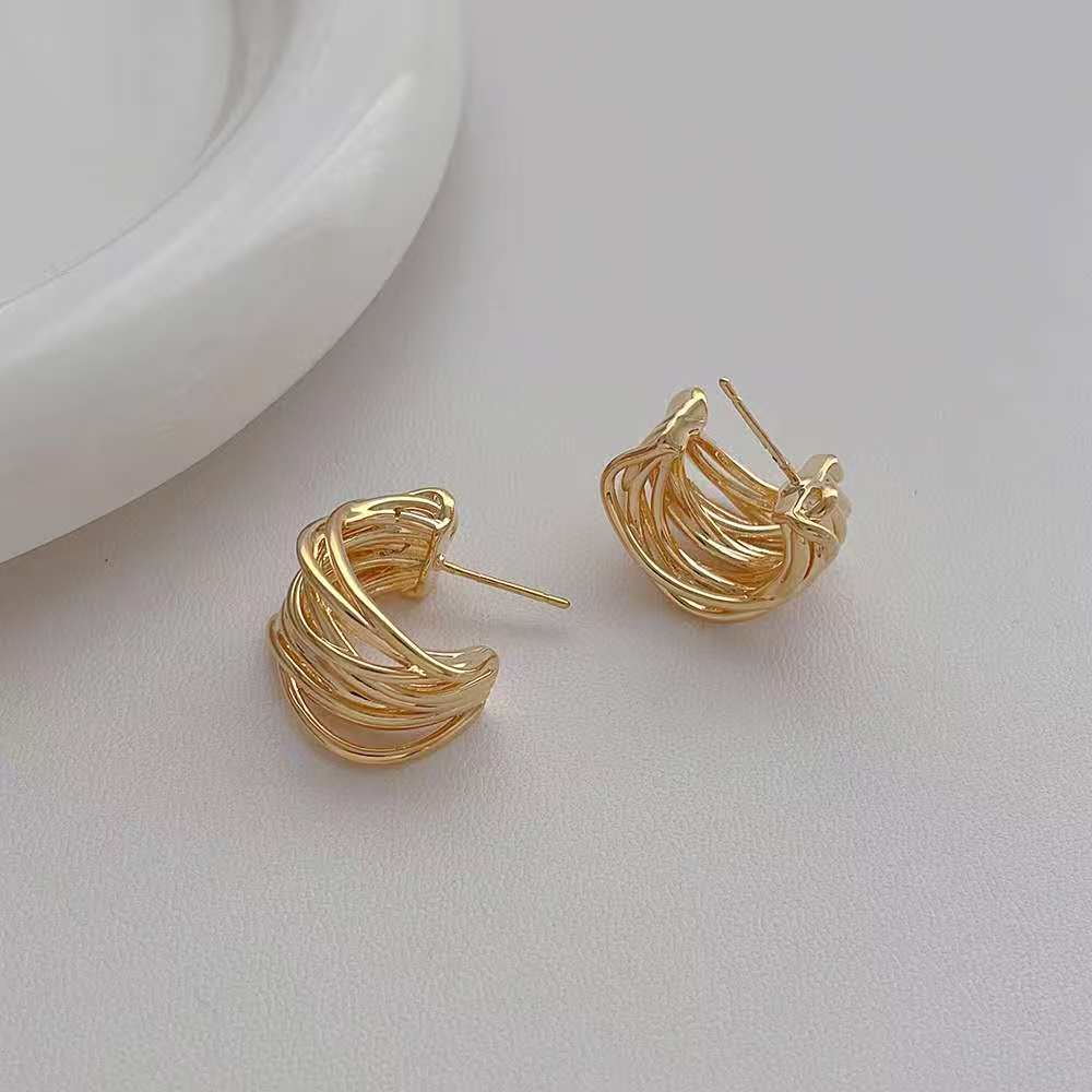 (O220)Orecchini Donna Cerchio Intrecciato