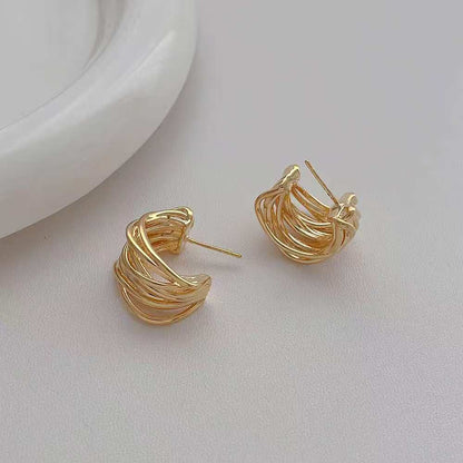 (O220)Orecchini Donna Cerchio Intrecciato