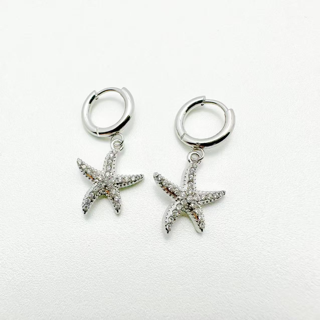 (O082)Orecchini hoop stelle in acciaio inox