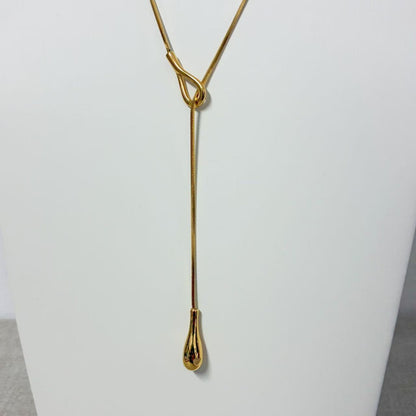 Collana Lunga saliscendi con Nodo & Pendente a Goccia – Eleganza Minimal Chic