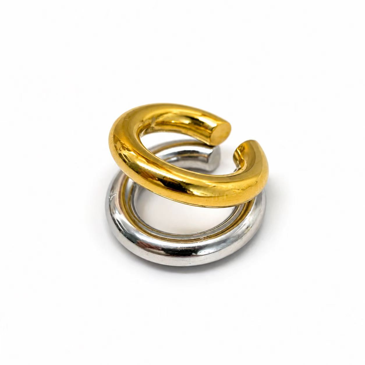 Ear Cuff Sovrapposto | Bicolore | in acciaio inox