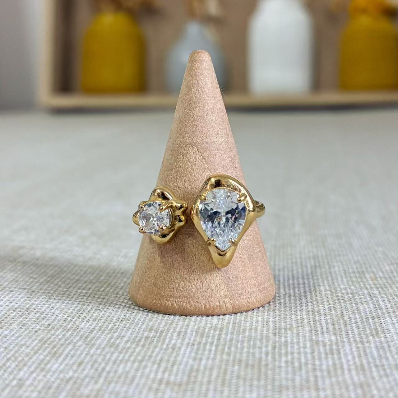 Anello Doppio con Zirconi