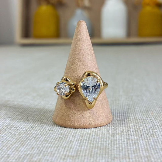 Anello Doppio con Zirconi