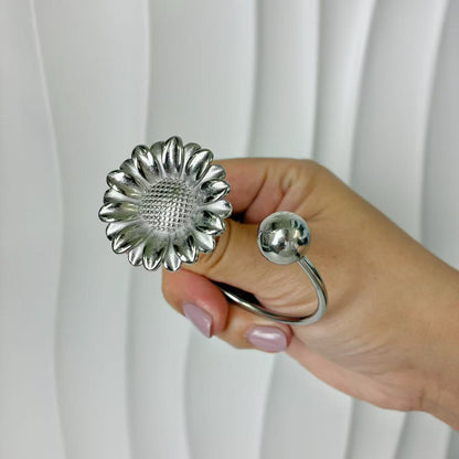 (B152)Bracciale semirigido donna fiore in acciaio inox