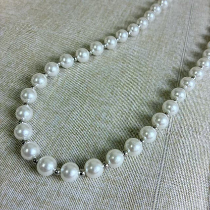 (C358)Collana perline silver 60 cm