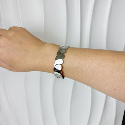 (B137)Bracciale rigido donna gocce con molla in acciaio inox