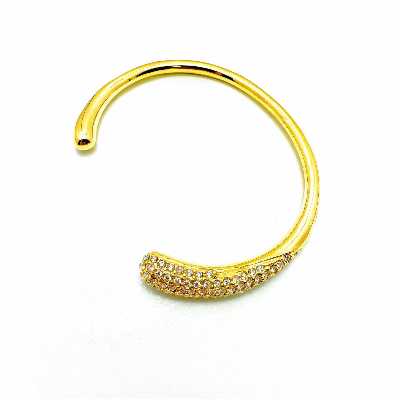 (B156)Bracciale rigido strass in acciaio inox