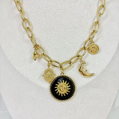 (C232)Collana pendenti portafortuna in acciaio inox