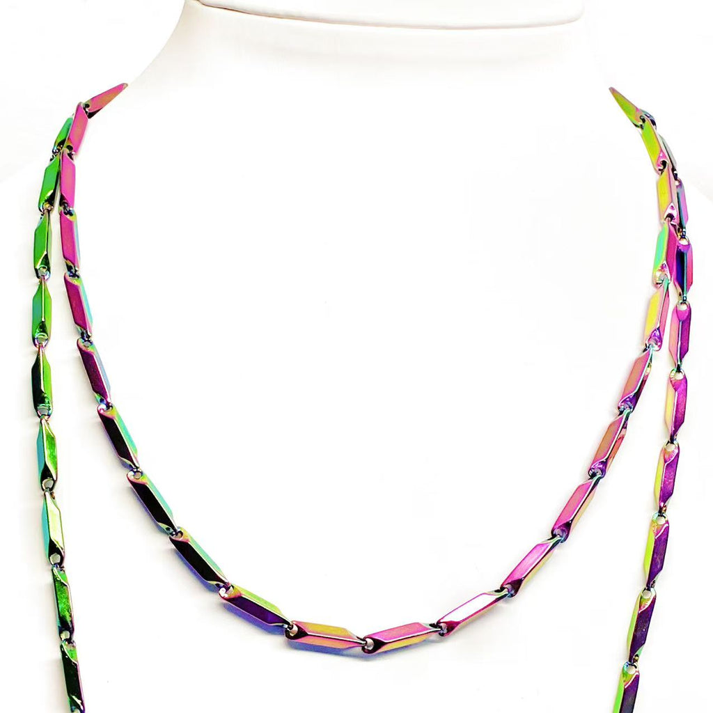 Collana geometrica cangiante | in acciaio inox