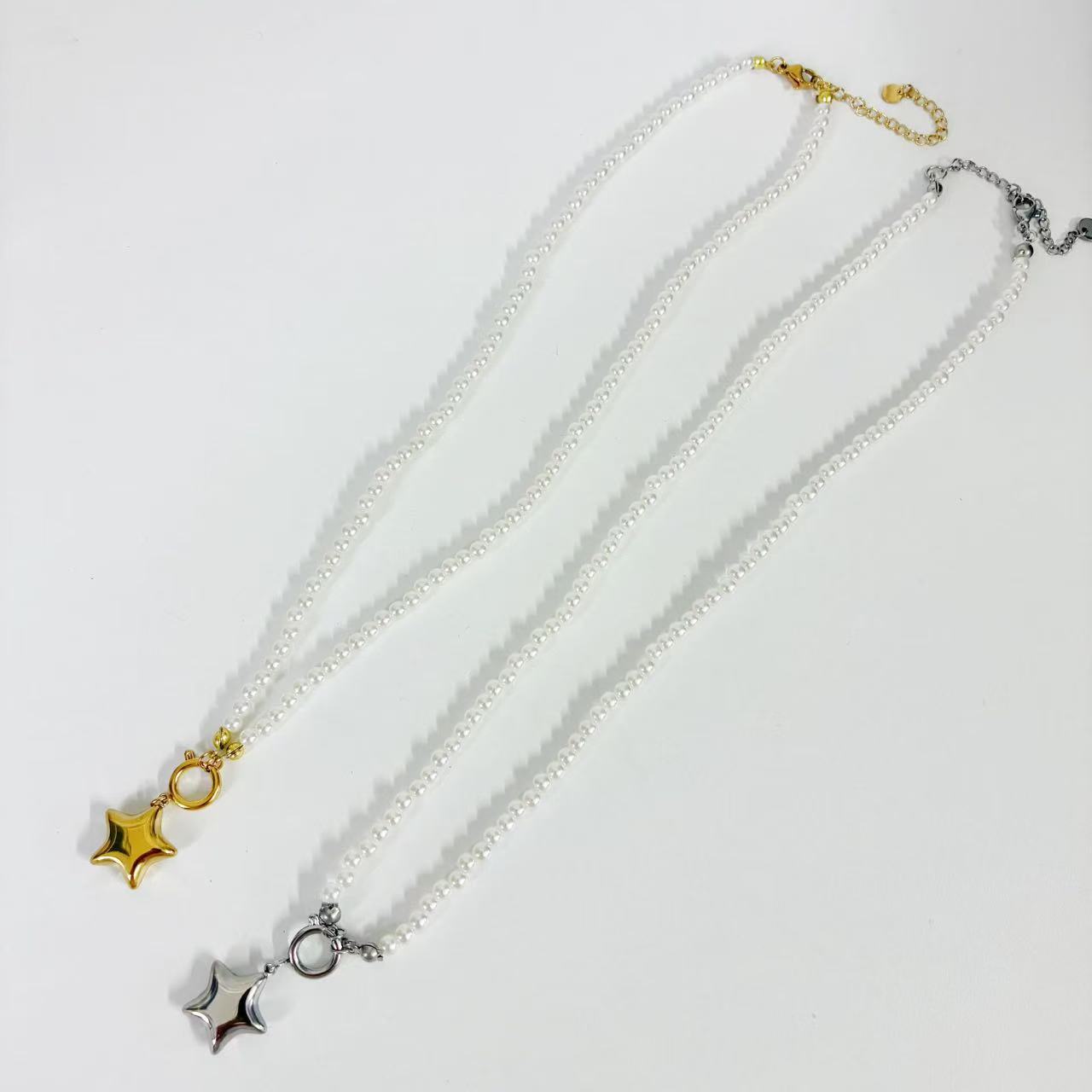 (C212)Collana ciondolo stella bombata in acciaio inox