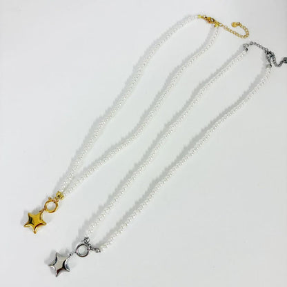 (C212)Collana ciondolo stella bombata in acciaio inox