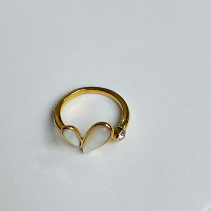 Anello Cuore in Madreperla con Zircone – Acciaio Inossidabile