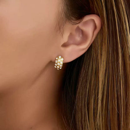 Orecchini a Cerchio con Cristalli Brillanti