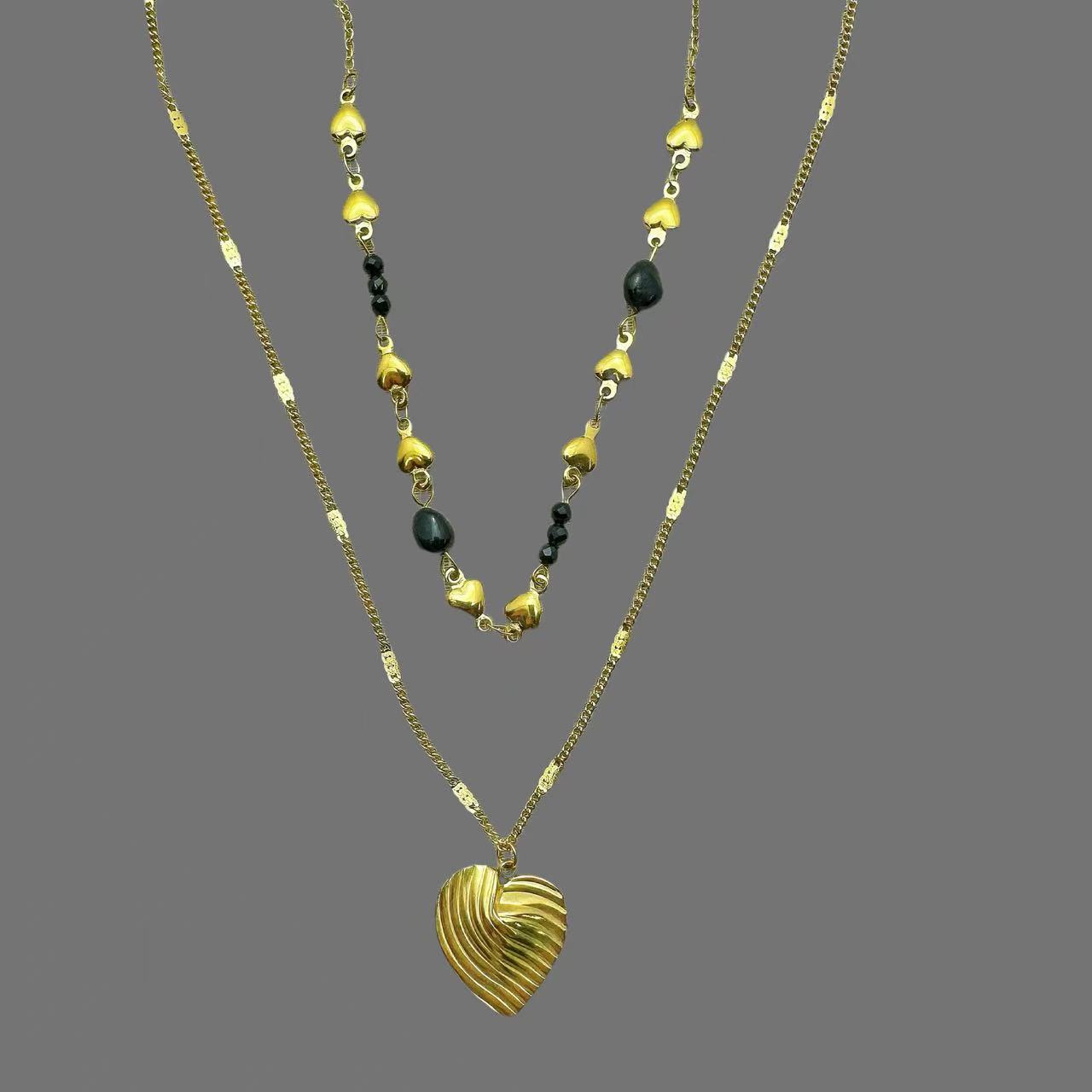 (C319)Collana doppio cuore