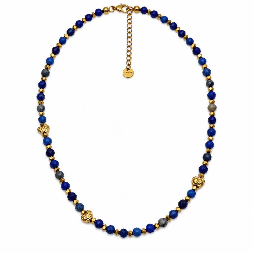 Collana Ritmo di Cuori | pepite con le Pietre naturali | in acciaio inox