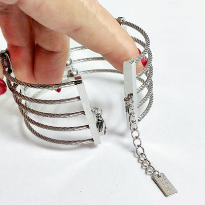 Bracciale Rigido Multicavo “Steel Cage” – Acciaio Argento
