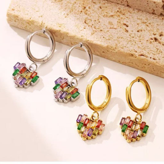 Orecchini "Stardust Drop" – Gocce Dorate con Cristalli Incastonati