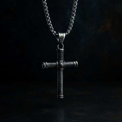 (C342)Collana Uomo Pendente Croce Vintage