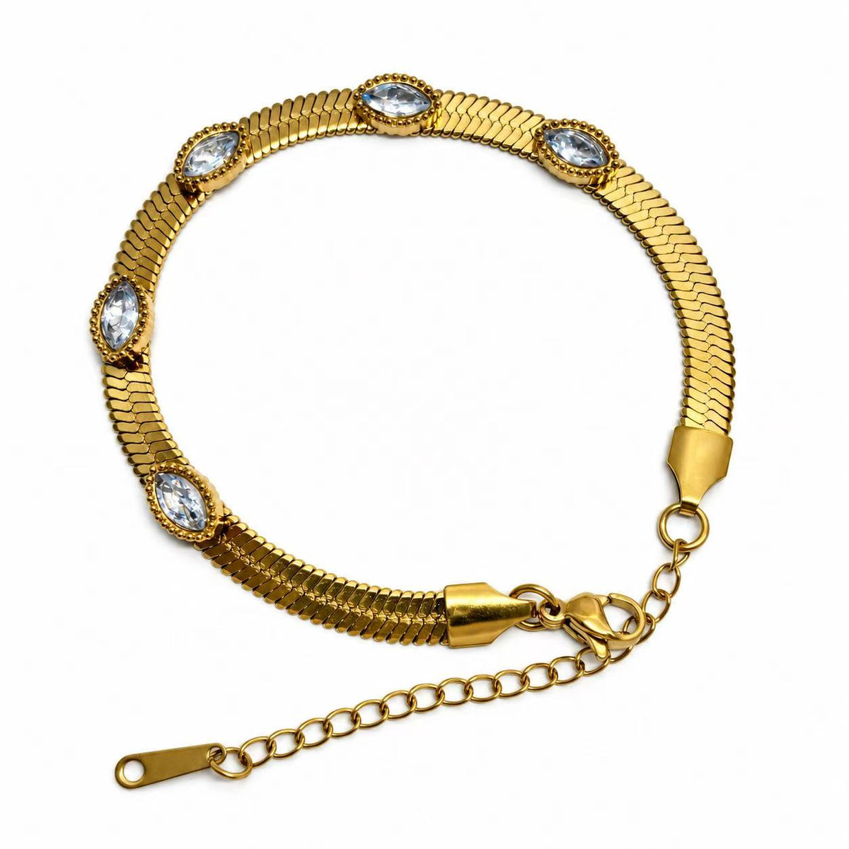 Bracciale Ritmo di Cristalli | 17,5-22cm | in acciaio inox