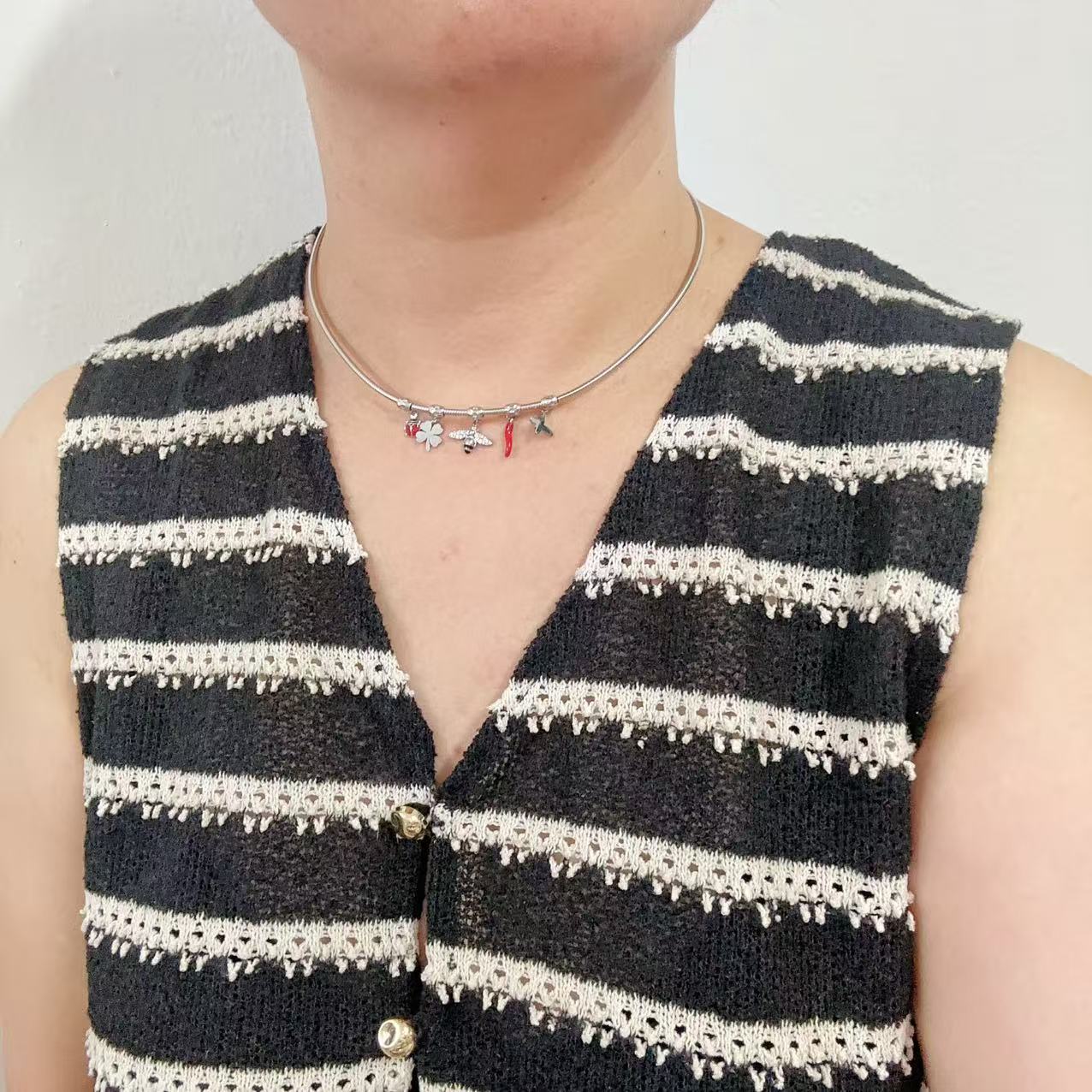 (C273)Collana apetta semirigida in acciaio inox