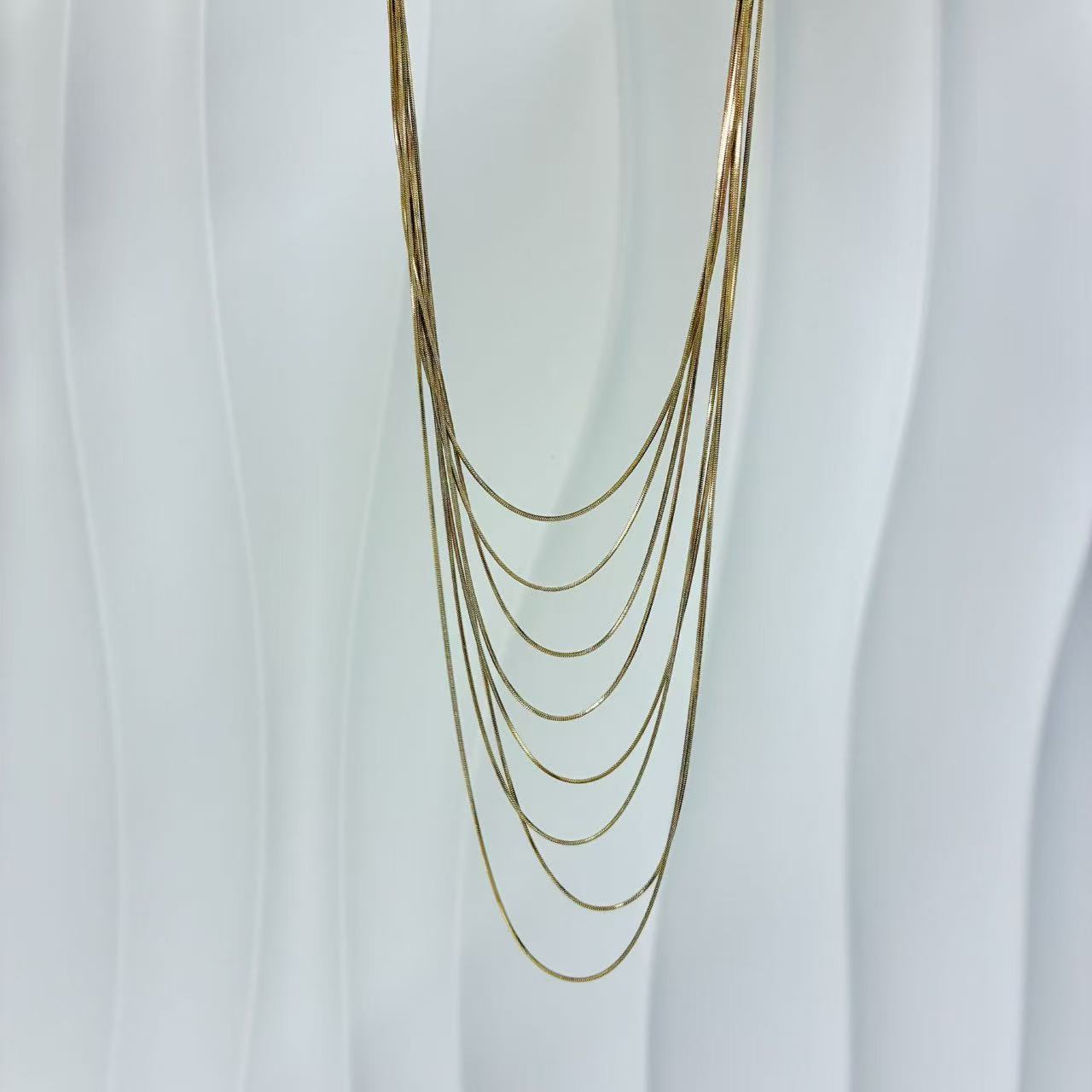 (C253)Collana tanti fili in acciaio inox