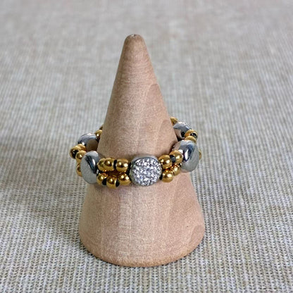 Anello elastico “Doppio Gioiello” – Contrasto perfetto, armonia moderna