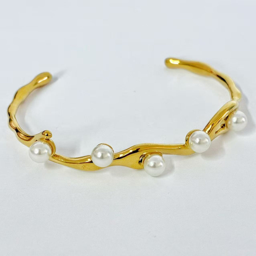 Bracciale “Ramo di Perle” | semirigido | in acciaio inox