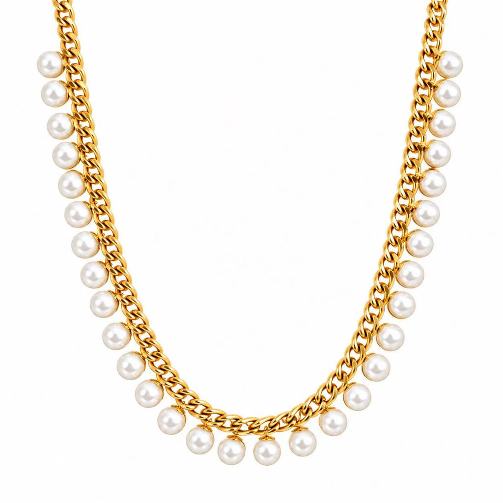 Collana con le perle tonde | 45cm | in acciaio inox