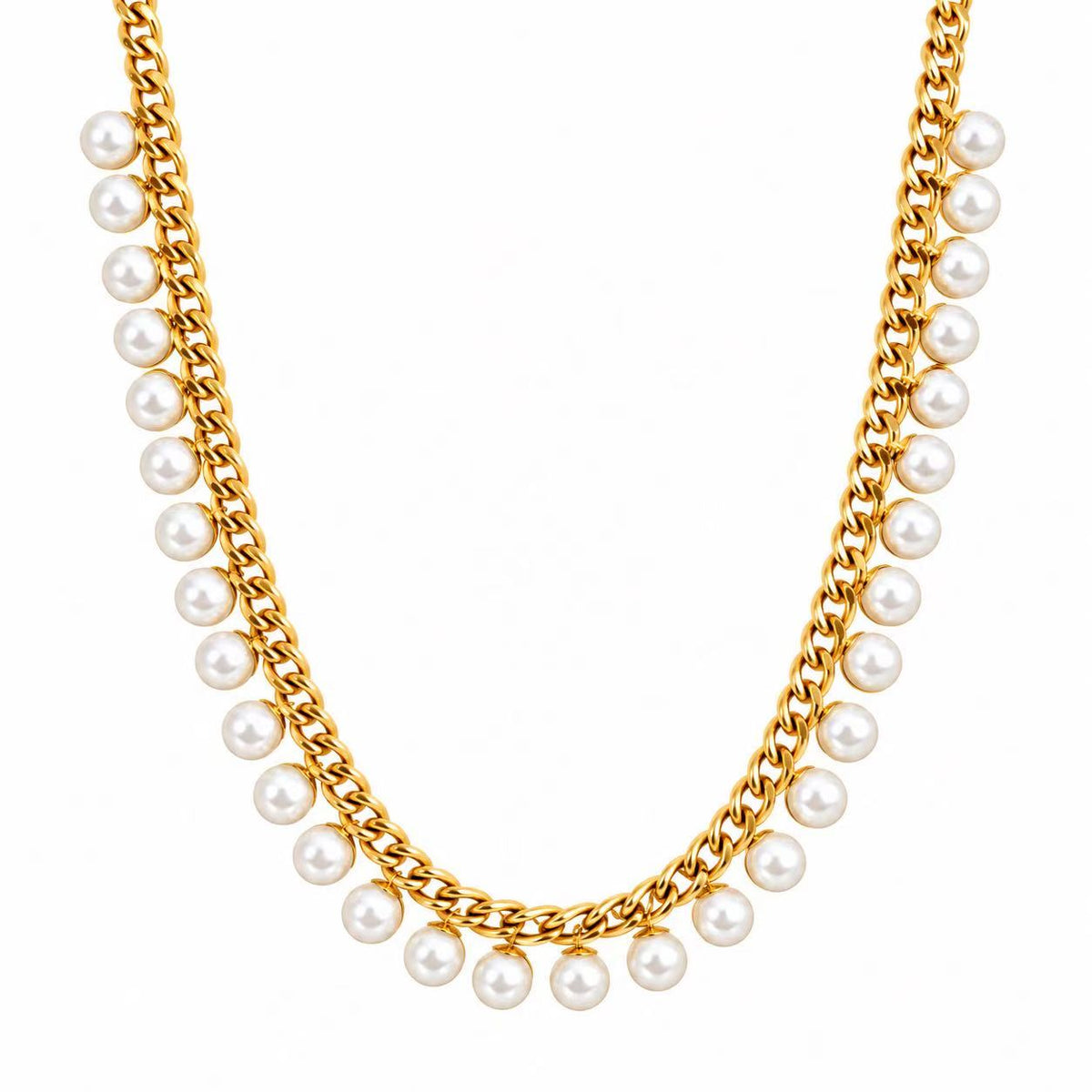 Collana con le perle tonde | 45cm | in acciaio inox