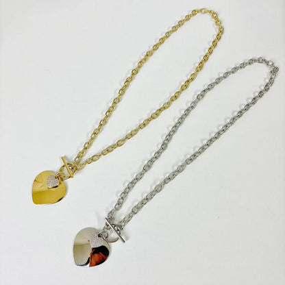 (C255)Collana con cuori in acciaio inox