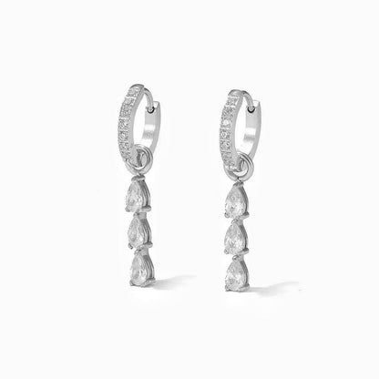 Orecchini Pendenti con Triplo Cristallo a Goccia