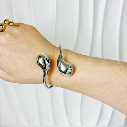 (B148)Bracciale semirigido donna gocce in acciaio inox