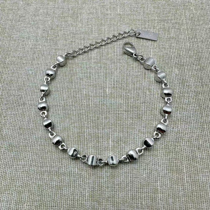 (B179)Bracciale dodi tondi in acciaio inox