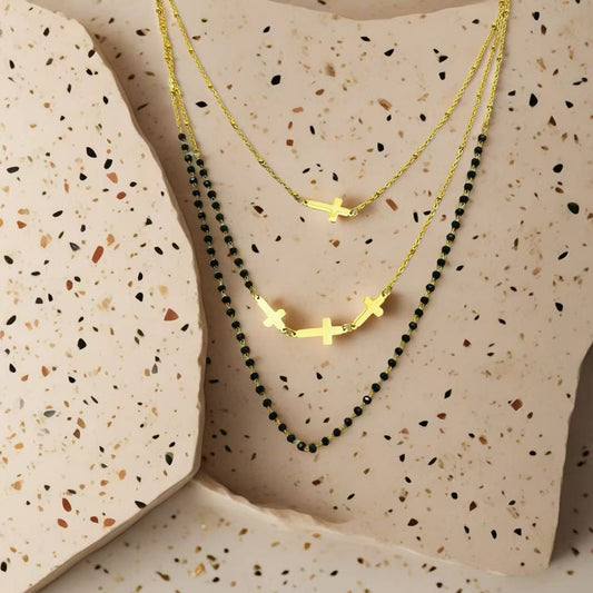 (C324)Collana 3 in 1 con croci
