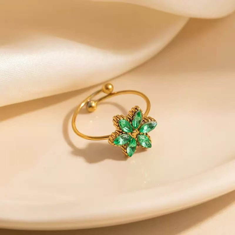 [Offerte] Anello "Bocciolo di Luce" verde – Corolla di Cristalli Regolabile