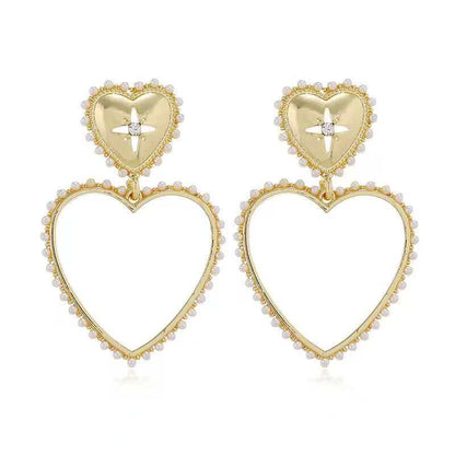 (O198)Orecchini Donna Romantici a Cuore con Perline