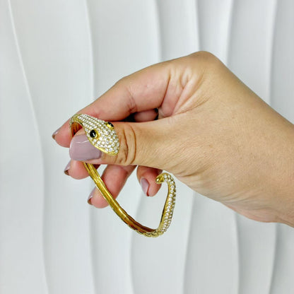 (B155)Bracciale semirigido Donna serpente pave’ in acciaio inox