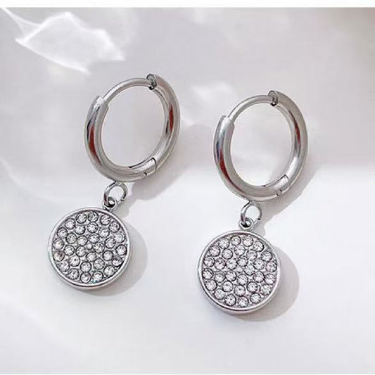 Orecchini "Sole di Cristallo" – Cerchi con Pendente Pavé