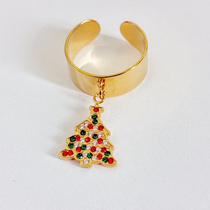 Anello Regolabile con Pendente Albero di Natale – Dettaglio Festivo Brillante