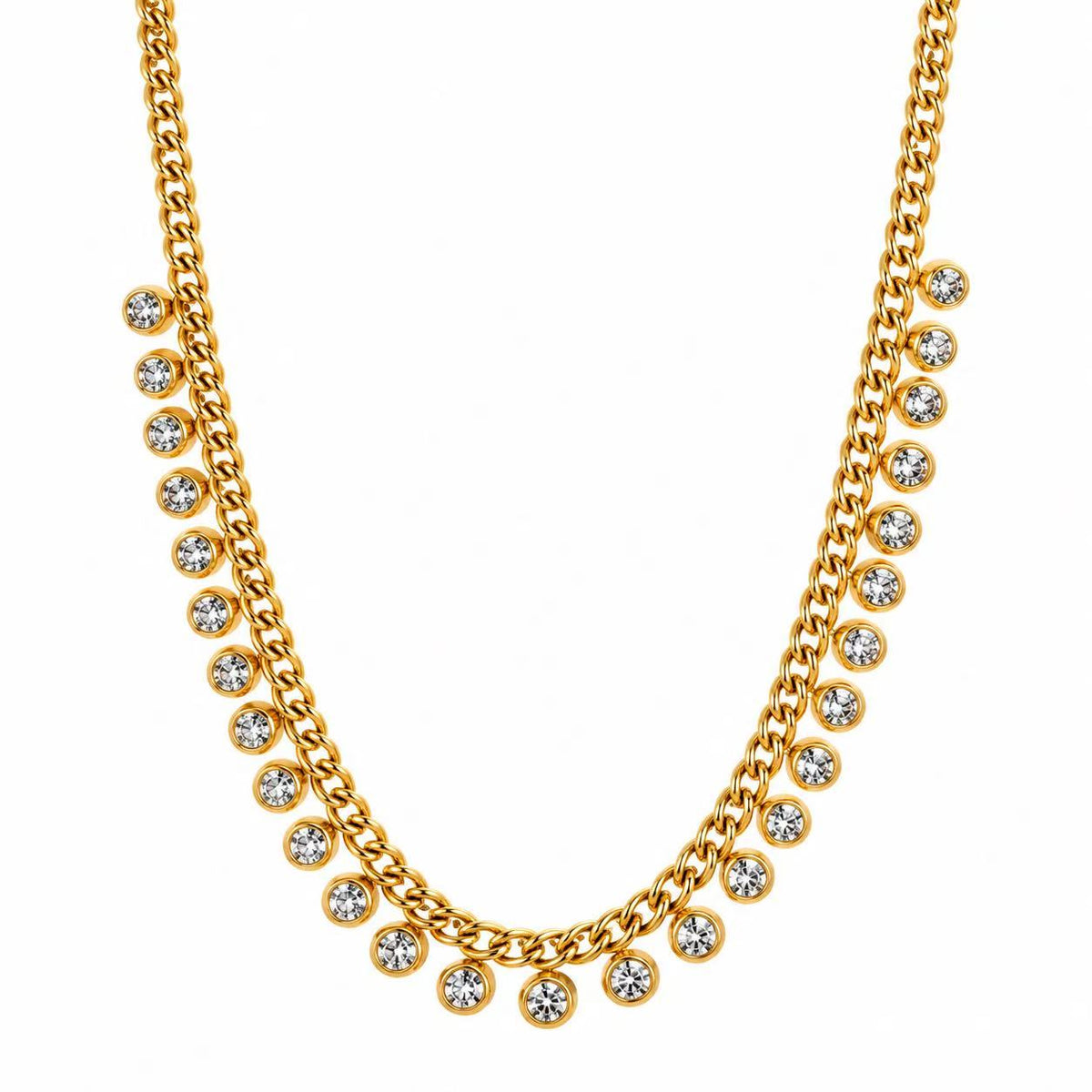 Collana con i zirconi tondi | 45cm | in acciaio inox