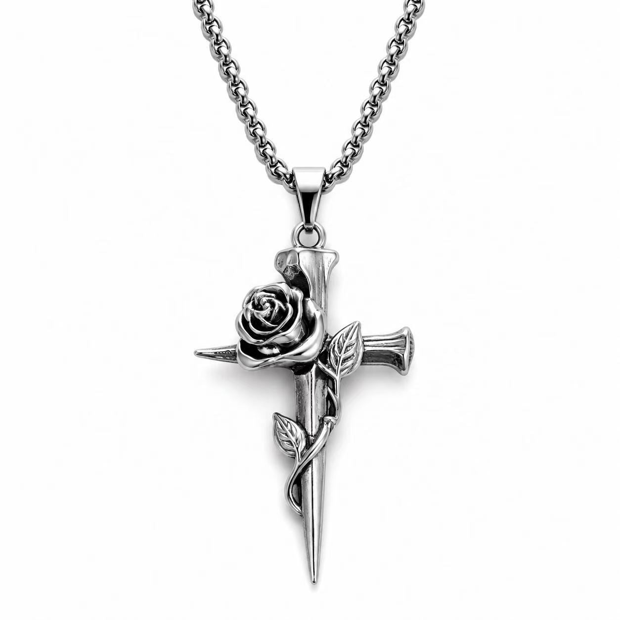 Collana “Rosa Eterna” | da uomo | 60cm | in acciaio inox
