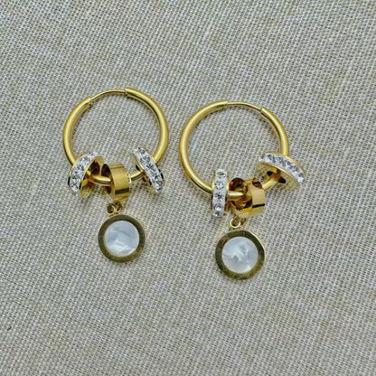 (O161)Orecchini cerchietti con ciondolo