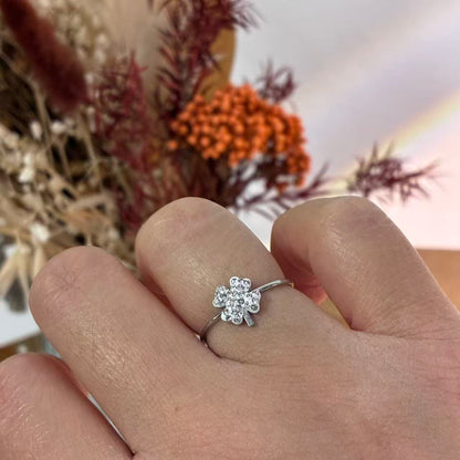 Anello Argento Fiore di Zirconi