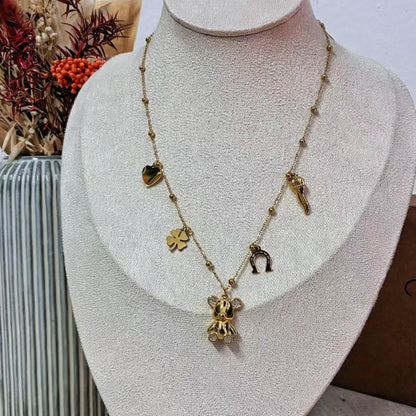 Collana con Charms Portafortuna e Teddy Bear
