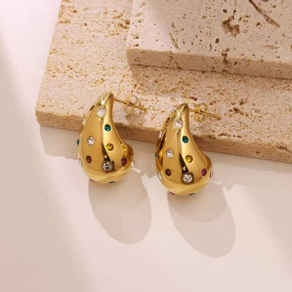 Orecchini "Goccia Arcobaleno" – Sculture di Luce in Acciaio