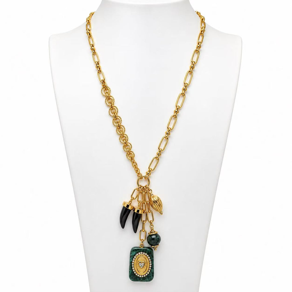 Collana Bazar | 85cm | pietra naturale | in acciaio inox