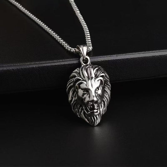 (C340)Collana Uomo Pendente Testa di Leone