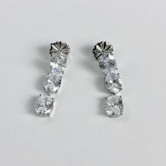 Orecchini Pendenti con Zirconi Ovali