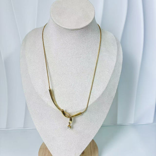 (C248)Collana con ciondolo punto luce in acciaio inox