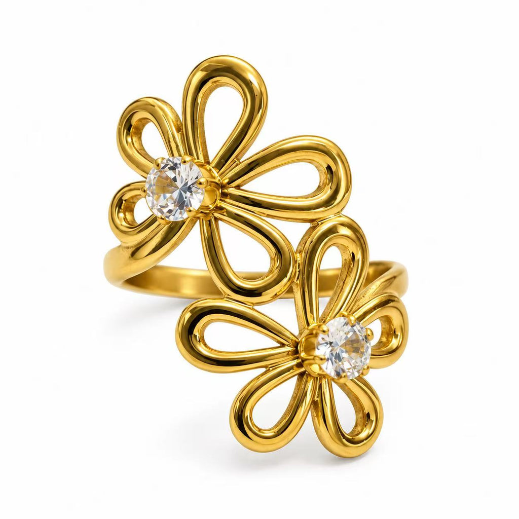 Anello Petali Gemelli | in acciaio inox